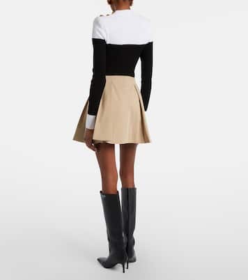 Pleated cotton gabardine miniskirt | Balmain