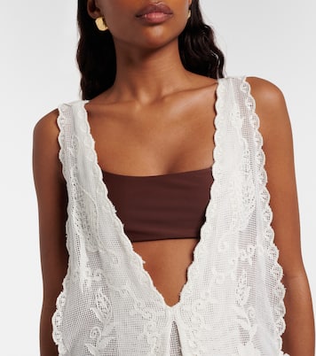 Sea Flowers 엠브로이더리 코튼 커버업 | Farm Rio