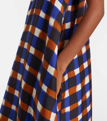 Napoli checked silk twill maxi dress | Asceno