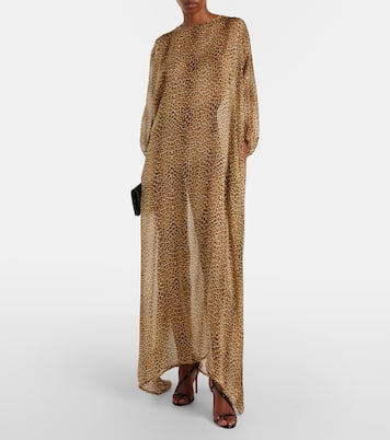 Leopard-print semi-sheer silk kaftan | Roberto Cavalli