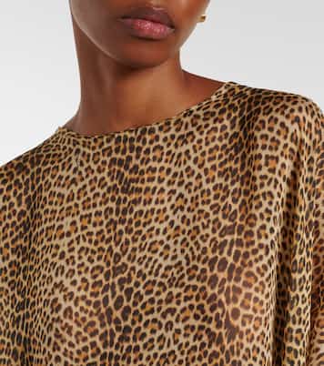 Leopard-print semi-sheer silk kaftan | Roberto Cavalli
