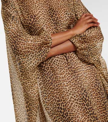 Leopard-print semi-sheer silk kaftan | Roberto Cavalli