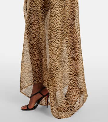 Leopard-print semi-sheer silk kaftan | Roberto Cavalli
