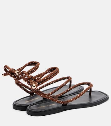 Carmina leather-trimmed thong sandals | Veronica Beard