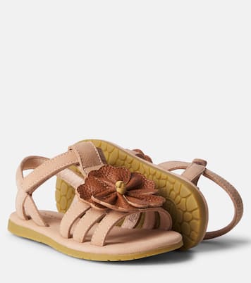 Sandalias Iles de piel con aplique floral | Donsje