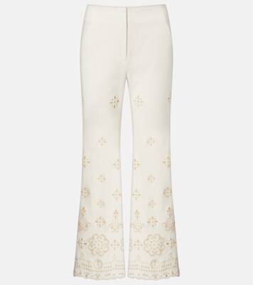 Komi eyelet cotton twill wide-leg pants | Veronica Beard