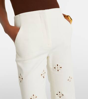 Komi eyelet cotton twill wide-leg pants | Veronica Beard