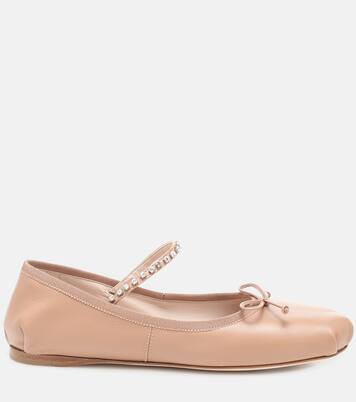 Ballerine in pelle con cristalli | Miu Miu