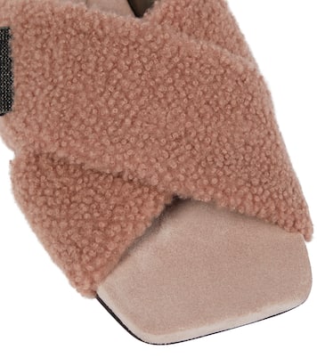 Embellished shearling slides | Brunello Cucinelli