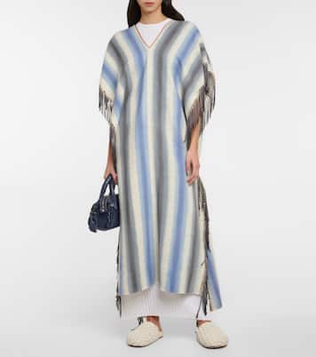 Caftano in cashmere e seta a righe | Chloé