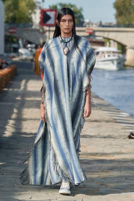 Caftano in cashmere e seta a righe | Chloé