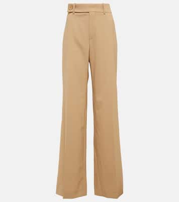 Pantalon droit à taille mi-haute en laine mélangée | Chloé