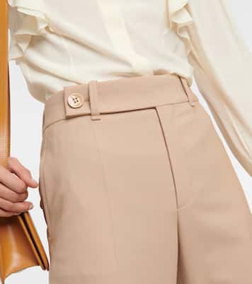 Pantalon droit à taille mi-haute en laine mélangée | Chloé