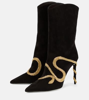 Verzierte Stiefel Morgana aus Veloursleder | Rene Caovilla