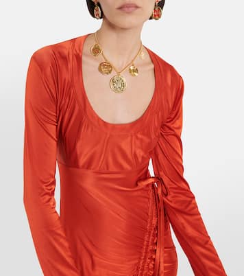 Ruffled satin maxi dress | Rabanne
