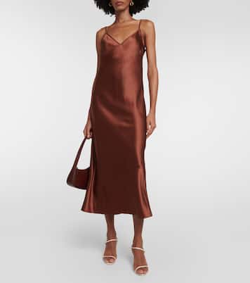 Robe midi Clea en satin de soie | Joseph