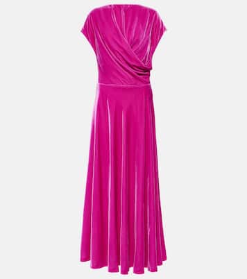 Lapis draped velvet maxi dress | Costarellos