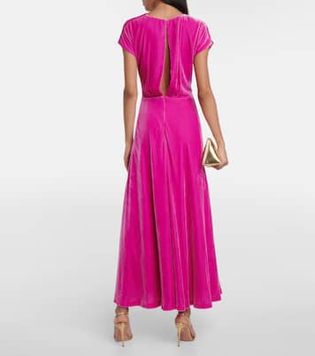Lapis draped velvet maxi dress | Costarellos
