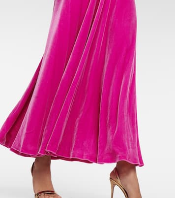 Lapis draped velvet maxi dress | Costarellos