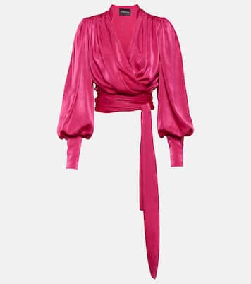 Mouglalis wrap satin blouse | Costarellos
