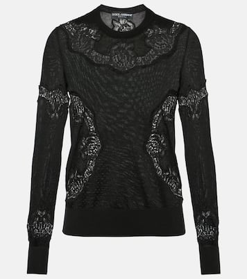Jersey en mezcla de cachemir con encaje | Dolce&Gabbana