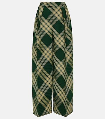 Pantalones anchos de sarga de lana a cuadros | Burberry