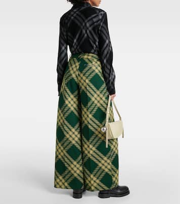 Pantalones anchos de sarga de lana a cuadros | Burberry