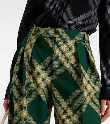 Pantalones anchos de sarga de lana a cuadros | Burberry