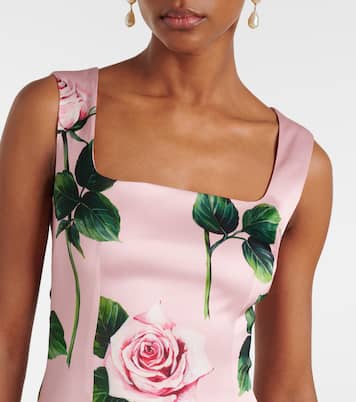 Robe de cocktail en satin à fleurs | Dolce&Gabbana