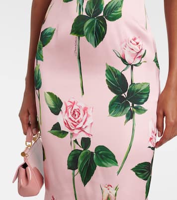 Robe de cocktail en satin à fleurs | Dolce&Gabbana