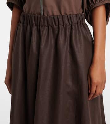 Gonna midi in lino | Brunello Cucinelli