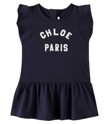 Bebé - vestido de algodón con logo | Chloé Kids