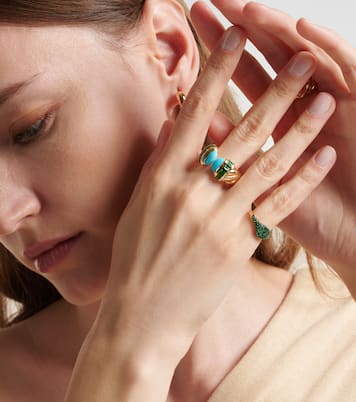 Anello per mignolo Petite Pavé in oro 18kt con smeraldi | David Yurman