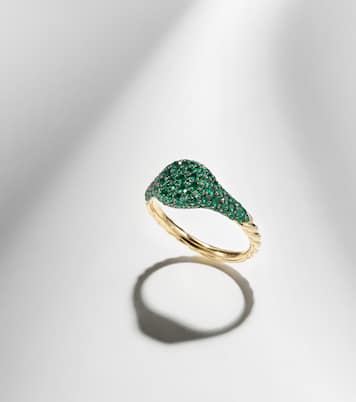 Anello per mignolo Petite Pavé in oro 18kt con smeraldi | David Yurman