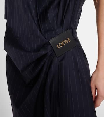 Abito midi gessato in lana  | Loewe