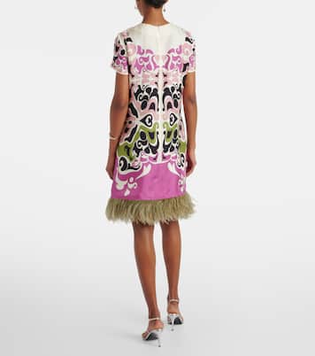 Minikleid Mini Swing aus Seide mit Federn | La DoubleJ