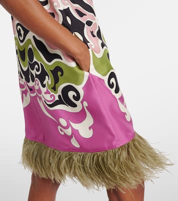 Minikleid Mini Swing aus Seide mit Federn | La DoubleJ