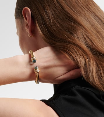 Classic Cablespira® 18kt gold cuff bracelet with topazes and diamonds | David Yurman
