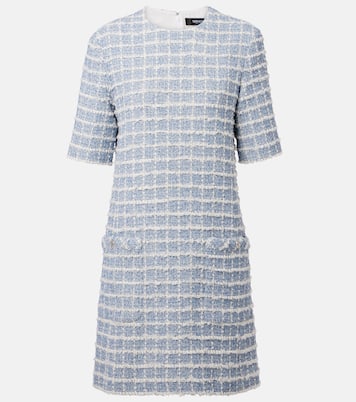 Vestido corto de tweed en mezcla de algodón | Versace