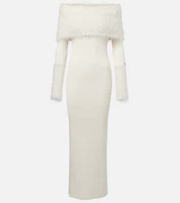 Ribbed-knit faux fur-trimmed maxi dress | Jean Paul Gaultier