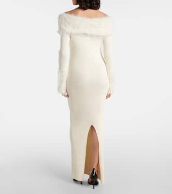 Ribbed-knit faux fur-trimmed maxi dress | Jean Paul Gaultier