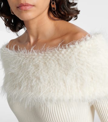 Ribbed-knit faux fur-trimmed maxi dress | Jean Paul Gaultier