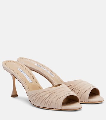 Pirua gathered suede mules | Manolo Blahnik
