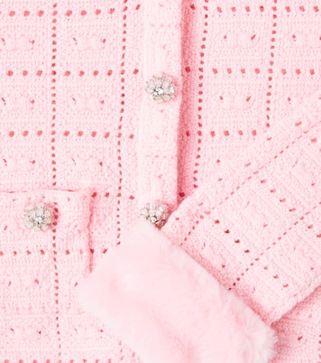 Faux faux-trimmed cotton-blend cardigan | Self-Portrait Kids