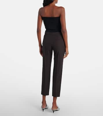 Mid-rise wool canvas crêpe straight pants | McQueen