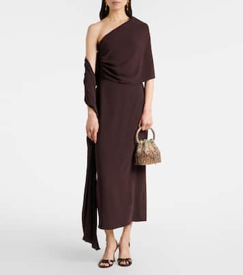 Bon Bon Small crystal-embellished satin bucket bag | Jimmy Choo