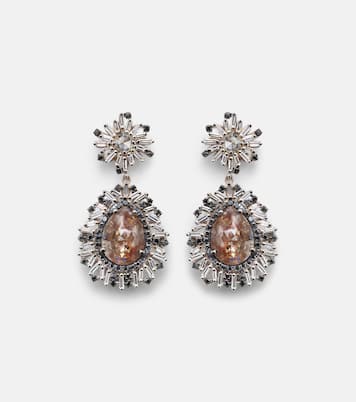 18kt white gold drop earrings with diamonds | Suzanne Kalan