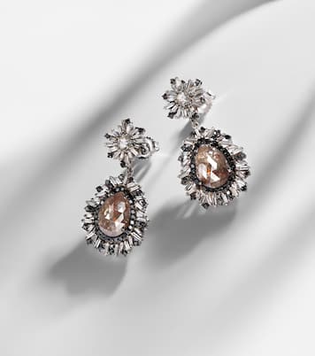 18kt white gold drop earrings with diamonds | Suzanne Kalan