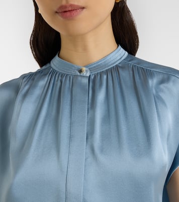 Gathered silk satin blouse | Vince