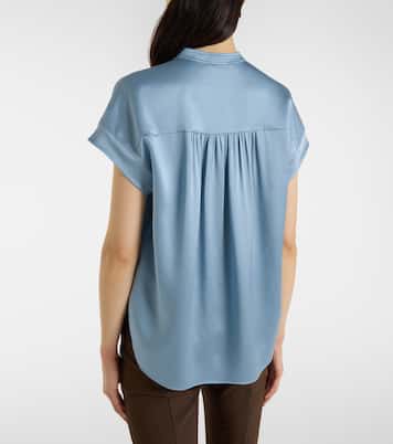 Gathered silk satin blouse | Vince